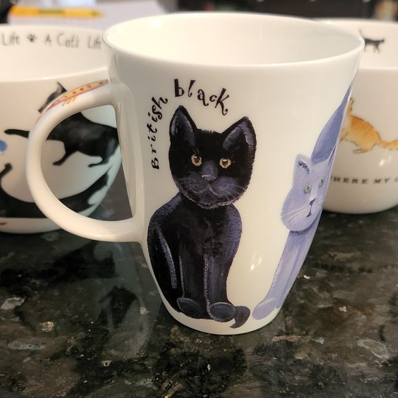 2 Portobello By Design 'Home Is Where My Cat Is' Bone China XL Mugs EUC … - Picture 3 of 9